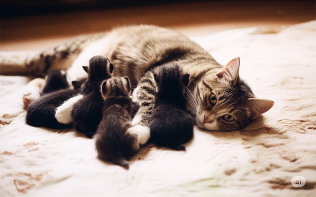 Cat with kittens